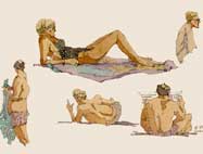 Beach Drawings in Cannes Painting by Eddie Flotte: Beach Drawings in Cannes