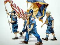 Painting by Eddie Flotte: Boy Scouts on Parade