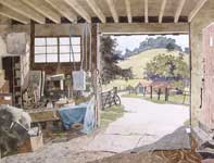 Painting by Eddie Flotte: Looking Out From The Barn