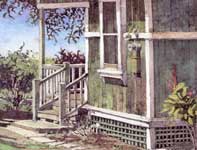 Painting by Eddie Flotte: Makawao Cane House