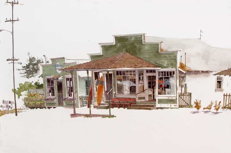 Fong Store With Chickens by Eddie Flotte