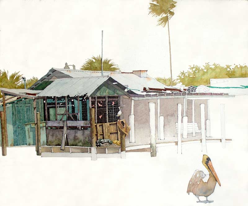 Ice House with Pelican by Eddie Flotte