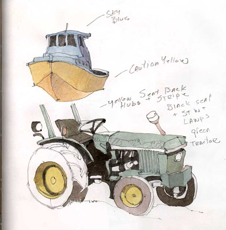 The Boat and Tractor Sketch by Eddie Flotte