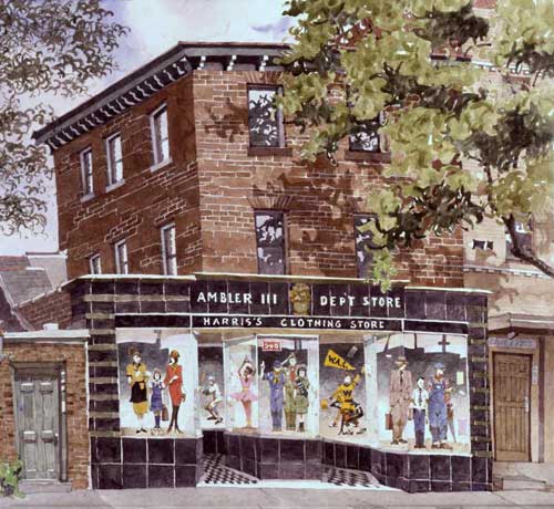 Watercolor Painting by Eddie Flotte: Harris Department Store Ambler