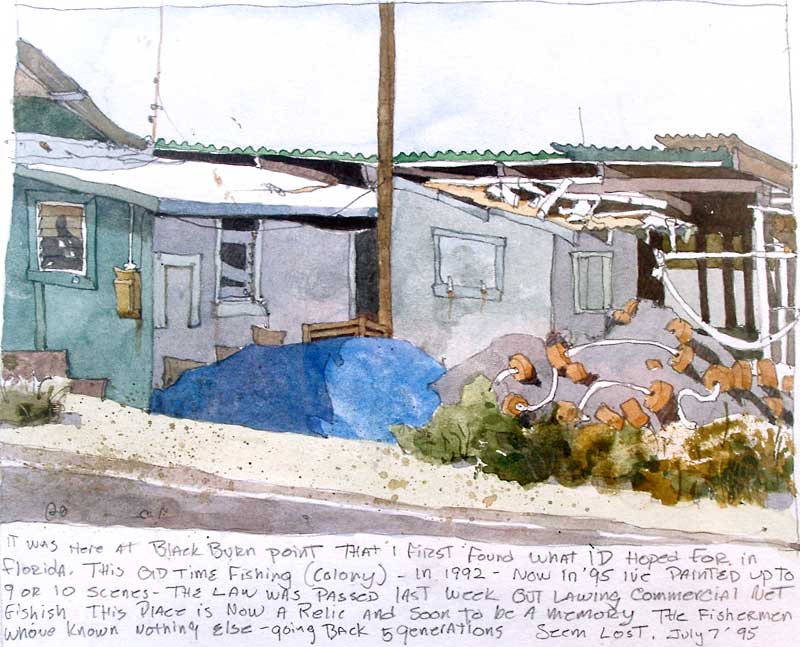 Watercolor Painting by Eddie Flotte: Ice House at Blackburn Point