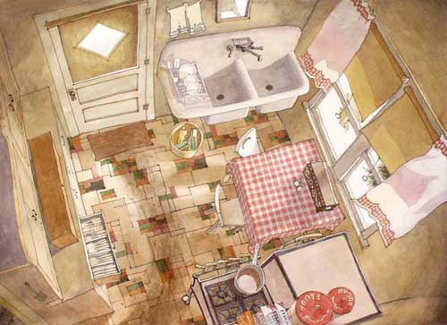 Watercolor Painting by Eddie Flotte: Wake Up and Smell the Cocoa