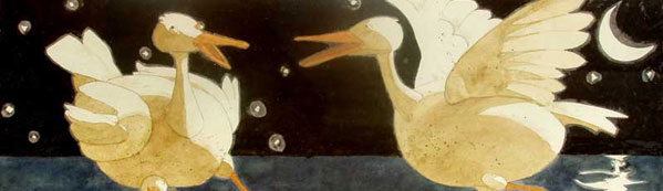 Closeup of Eddie Flotte's Painting: Like Moonlight Off a Duck's Back Closeup of Eddie Flotte's Painting: Like Moonlight Off a Duck's Back